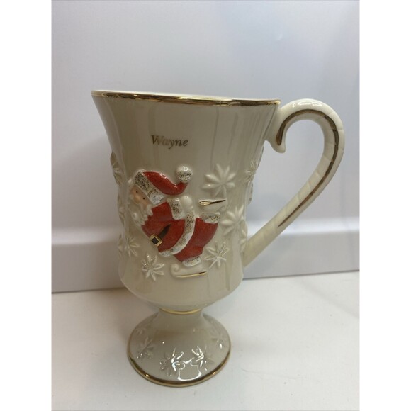 LENOX VERY MERRY Santa Skating PERSONALIZED “Wayne ” MUG - Picture 1 of 6